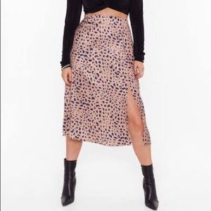 Nasty Gal Slit Leopard Midi Skirt